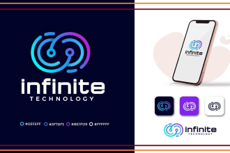 design a modern tech startup app crypto with technology logo