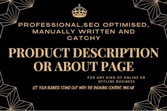 write catchy product description for any store or business