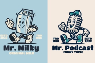 create vintage retro cartoon illustration mascot