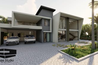 create 3d architectural bim revit model, realistic rendering