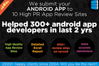 submit your android app to 10 High Traffic PR4 android app review sites