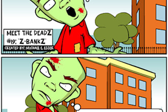 create a custom 4 panel COMICSTRIP in my style within 24 hrs