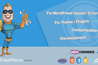 fix wordpress issues, customize wordpress theme or plugin