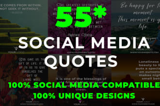create 55 social media quotes with your logo and URL