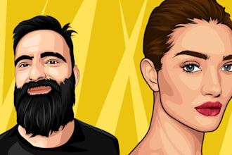create cartoon portrait, digitizing and vector art from jpeg