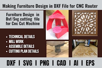 create cnc cut dxf, svg file for cnc router, laser cut