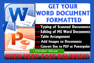 type your document in microsoft word, PPT, xlsx or in PDF