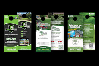 design lawn care,  roofing, solar, washing, and cleaning, door hanger