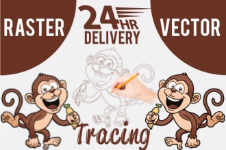 trace,redraw,recreate and convert raster image to vectorize graphic