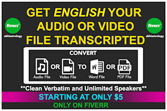 transcribe english audio or video