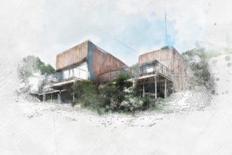 do sketch architecture render from photo