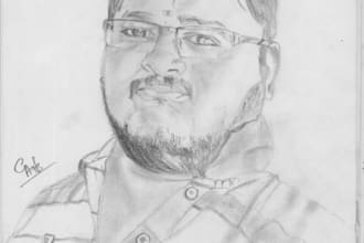 draw genuine portrait sketching with pencil