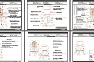 do flat sketches and detailed clothing tech packs