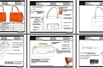 do detailed handbag and accessory design tech packs