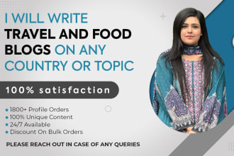write high quality travel blog posts and SEO articles on any niche