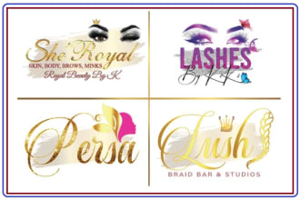 do creative eyelash logo, makeup artist and hair extension