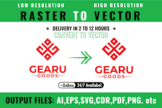 do vector tracing, recreate logo, convert jpg, png to vector