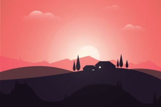 draw any flat landscape scenery illustration