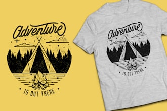 draw unique vintage illustration and typography for tshirt