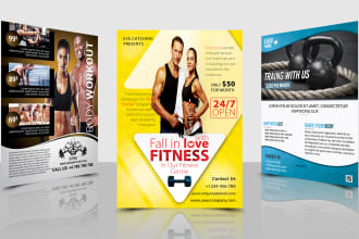 design outstanding fitness, and gym flyers in 12 hrs