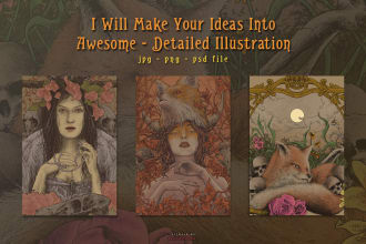 do detailed illustration for book, merch, and poster