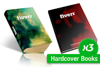create three 3d covers of hardcover books