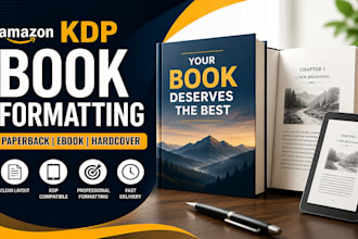 format your book for amazon KDP paperback, kindle and ebook