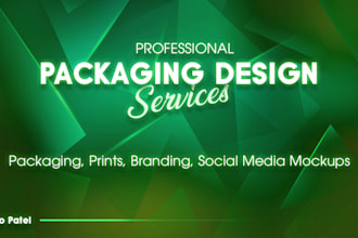 make a label, cosmetic, box packaging design and bottle