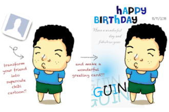 draw a person photo into supercute chibi cartoon