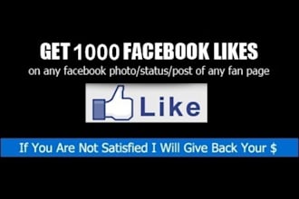 give you 1000 High Quality Verified Facebook likes for Photos or status/post without admin access