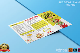 design restaurant menu, food menu, brochure in 24 hours