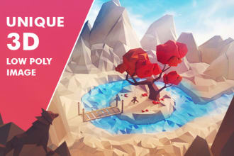create unique 3d low poly illustrations