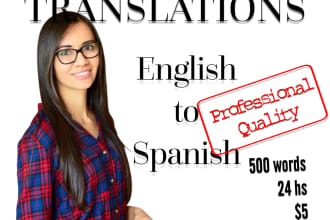 translate english to spanish 300 words in 1 day professional human quality