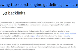 build 50 backlinks with keyword optimization