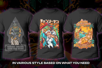 draw unique anime military dark skull t shirt design