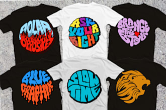 hand drawn cool trippy text logo in circle streetwear, hoodie and shapes design