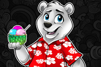 professional cartoon character, animal mascot, cartoon logo
