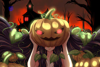 draw a beatifull anime manga walpaper and poster for you