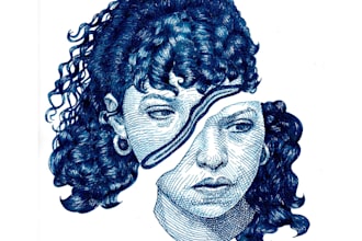 illustrate a portrait with inked style