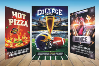 design,sports,events party,club,food, all kindflyer,poster