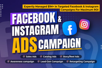 setup facebook ads campaign and instagram ads for leads and sales