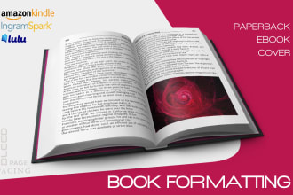 format your book, ebook or paperback for kindle KDP, ingramspark or lulu