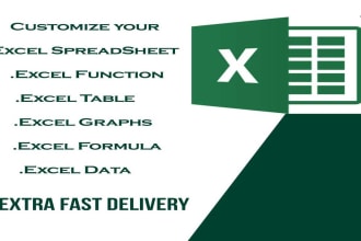 make customised  excel spreadsheet, excel table, graph