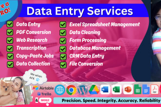 do data entry, web research, excel management and more