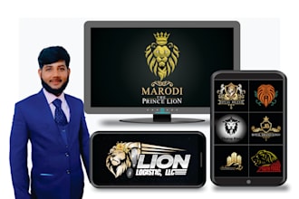 design king lion, lioness logo