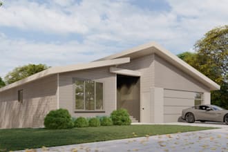model and render 3d exterior house