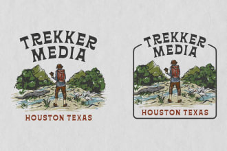 create outdoors vintage hand drawn illustration and  logo