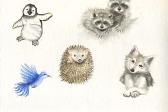 illustrate animals with watercolour