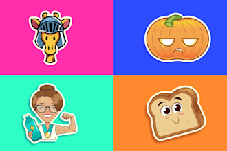 design fun and detailed illustrated icons and stickers