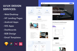 design responsive landing pages and modern dashboard designs interface